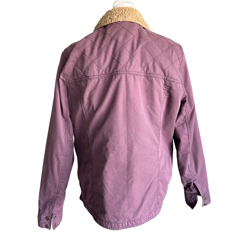 Toad & Co Barn Jacket Large Plum/Purple Sherpa Collar Quilted Utility Workwear - Picture 8 of 16